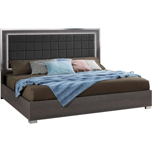 Alice King Bed in Matte Gray Finish & Chrome